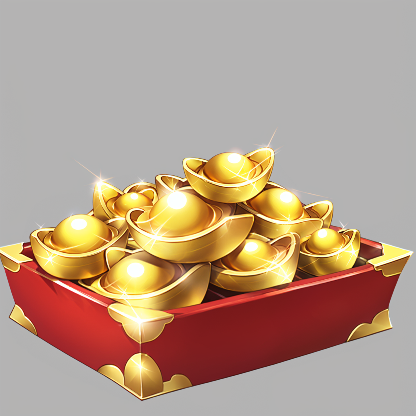 16158-762222472-Concept Art, In-Game Currency Props, Chinese Ingots, No Humans, Still Life, Gray Background, Simple Background, Gold Ingots, Pil.png